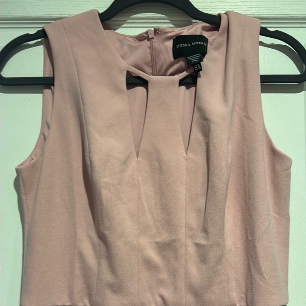 Donna Morgan Pink Sheath Midi Dress Square Neck Sleeveless - Picture 3 of 6